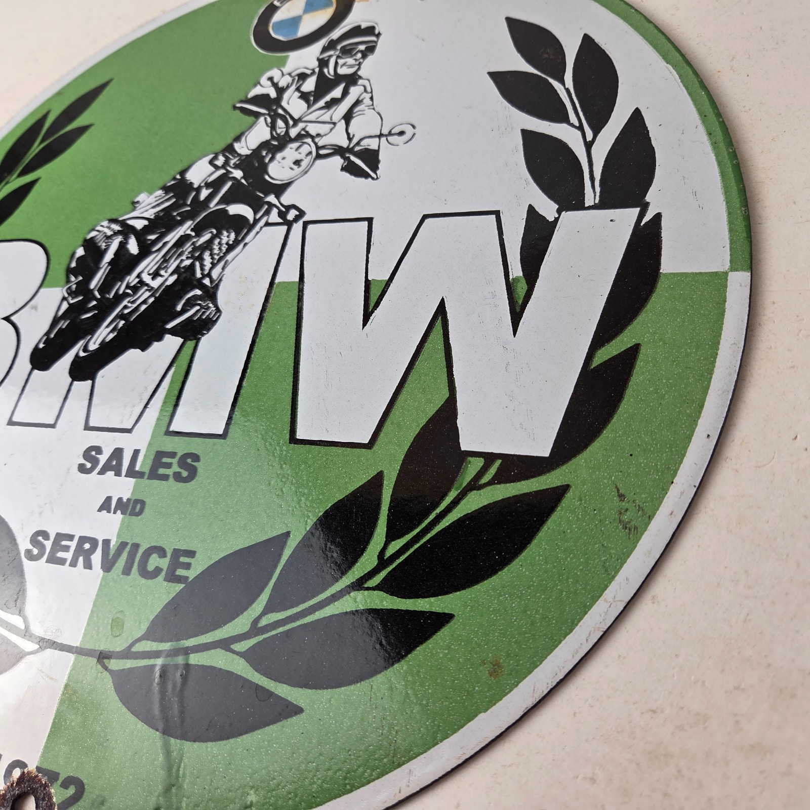 Vintage BMW Sign – Porcelain Motorcycle Gas Pump Service Auto Sign