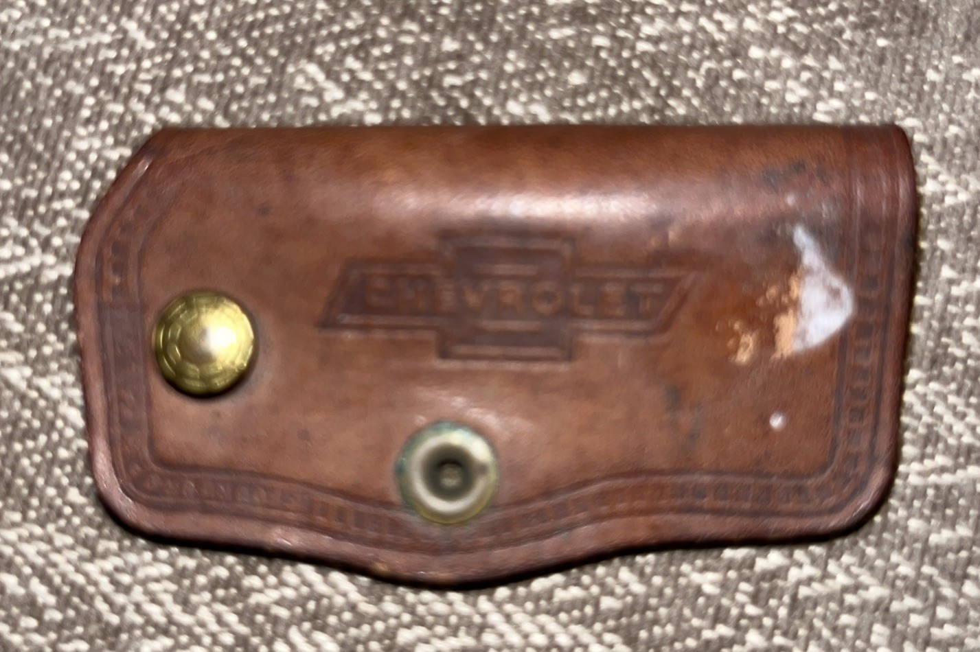Vintage Chevrolet Ozark Auto Sales Leather Key Holder Keychain Missouri