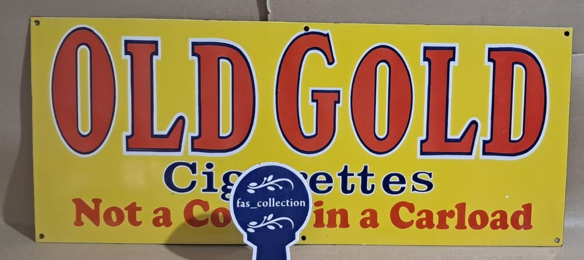 Old Gold Cigarettes Porcelain Enamel Sign 36 x 15 Inches 1 Sided