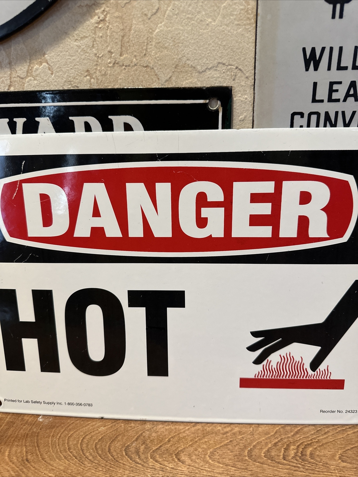 ORIGINAL & AUTHENIC “DANGER – HOT” 10X14 INCH PORCELAIN SIGN