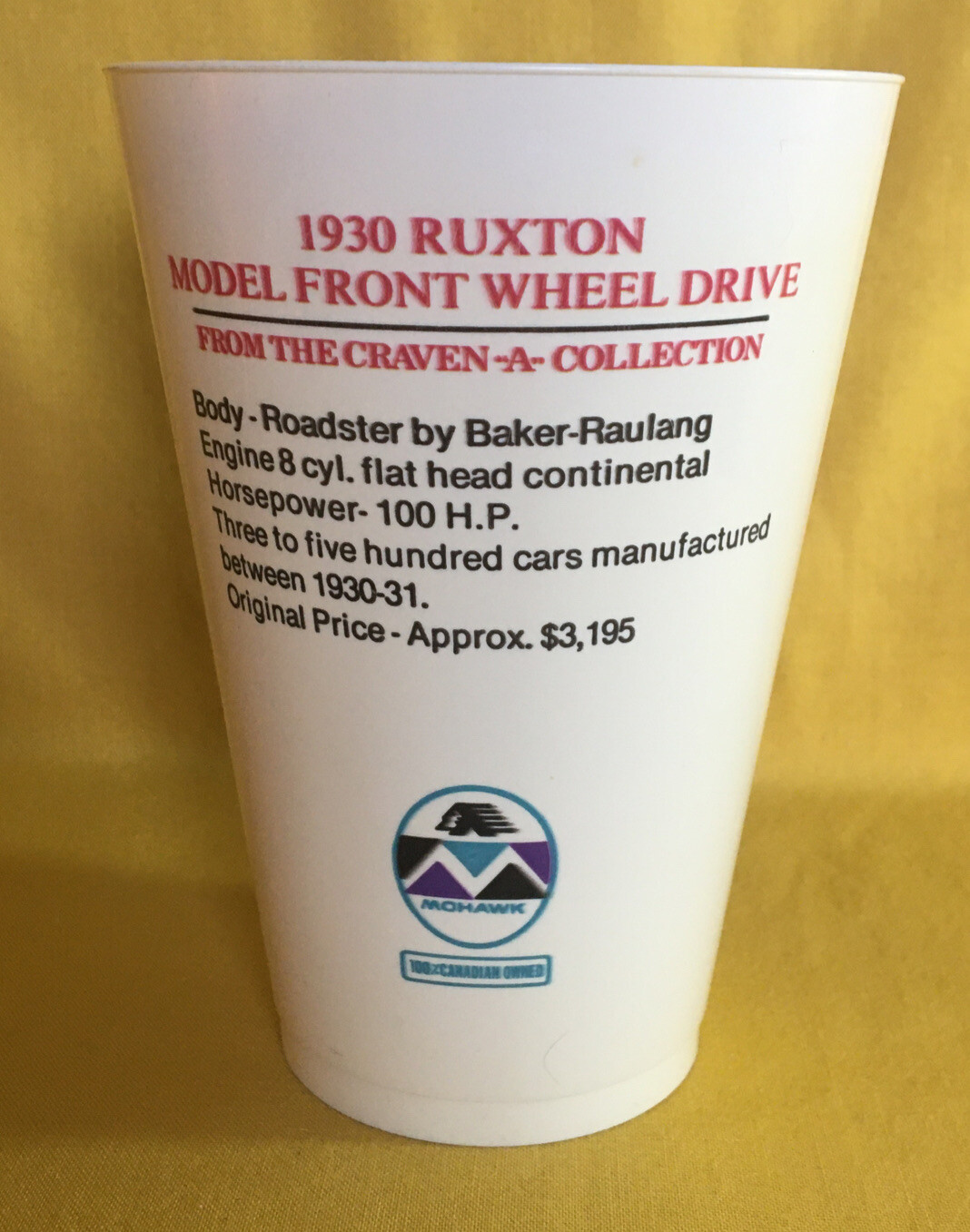 Lot Of 5 Vintage Classic Car Collector’s Cups Mohawk Gas Station Canada