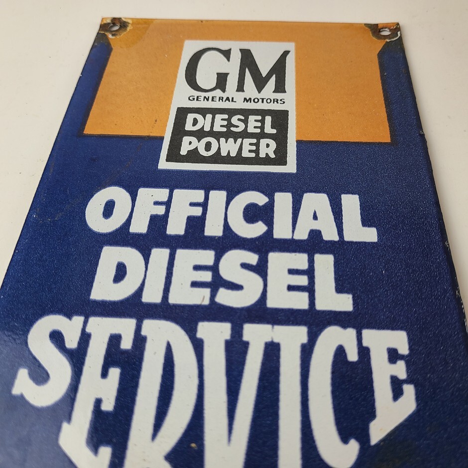 Vintage General Motors Sign – GM Automobiles Trucks Gas Diesel Porcelain Sign