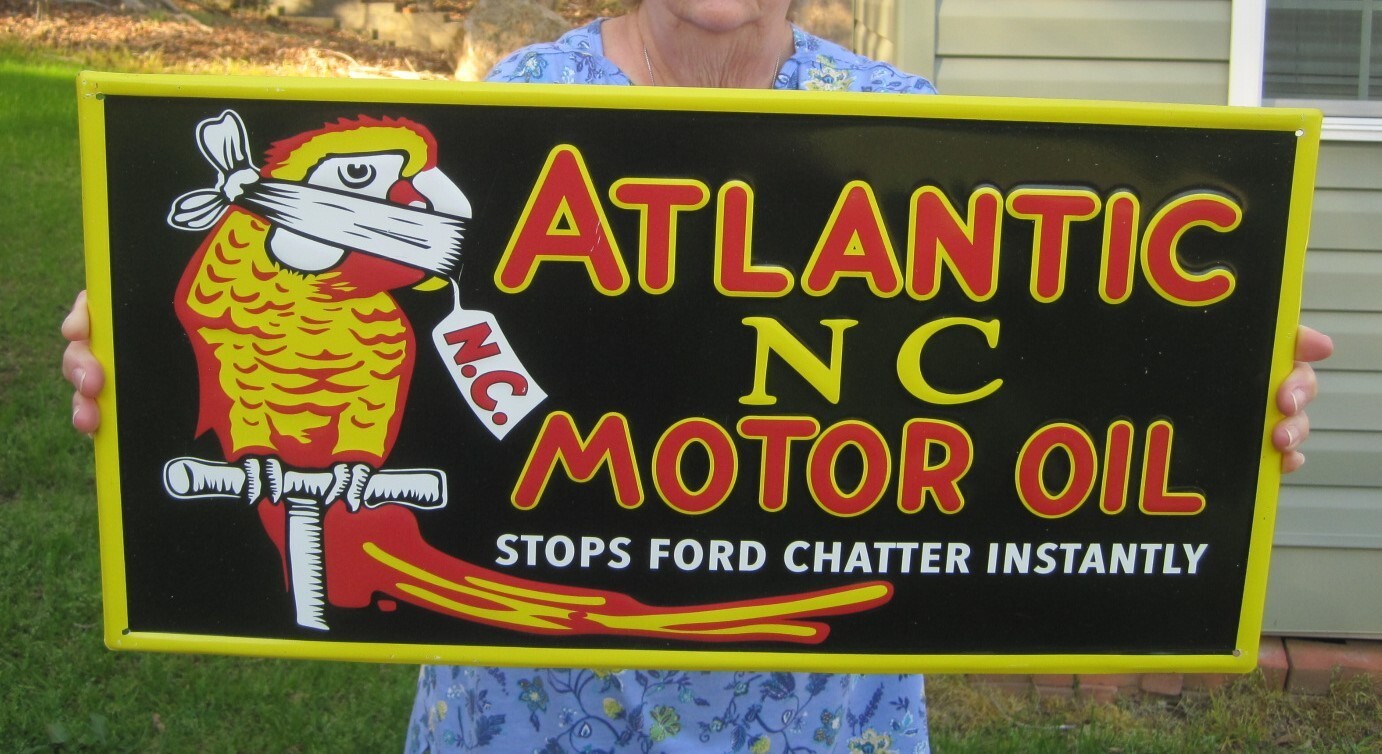 Atlantic NC Motor Oil Sign North Carolina Polly Parrot Gas Oil Service Station
