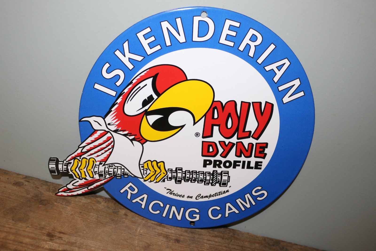 Vtg Iskenderian Poly Dyne Racing Cams Isky Muscle Car Porcelain Metal Sign