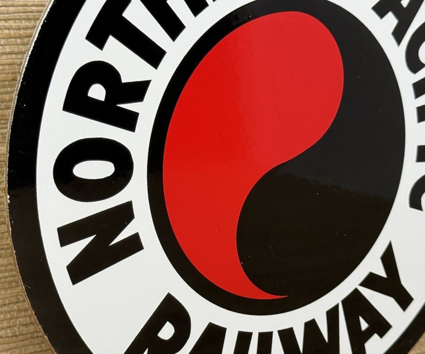 VINTAGE NORTHERN PACIFIC RAILWAY PORCELAIN SIGN GAS OIL TRAIN STATION BURLINGTON