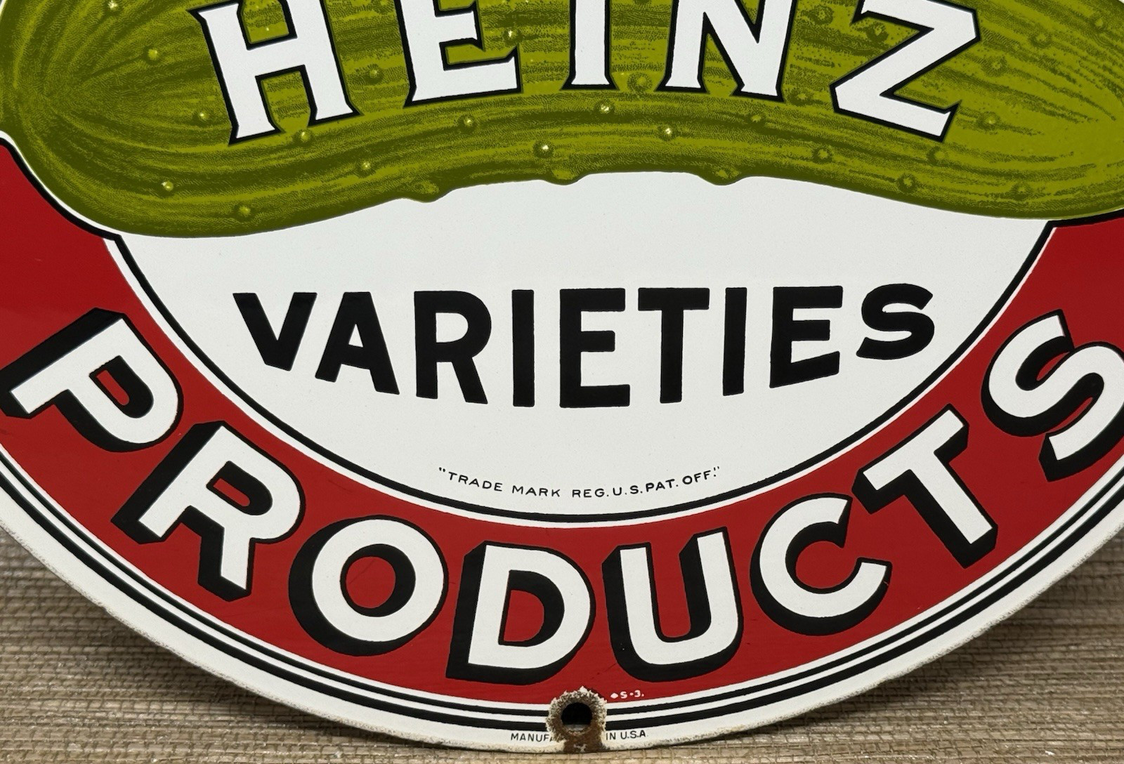 VINTAGE HEINZ 57 PORCELAIN SIGN KETCHUP MUSTARD RELISH HOT DOG BASEBALL DINER