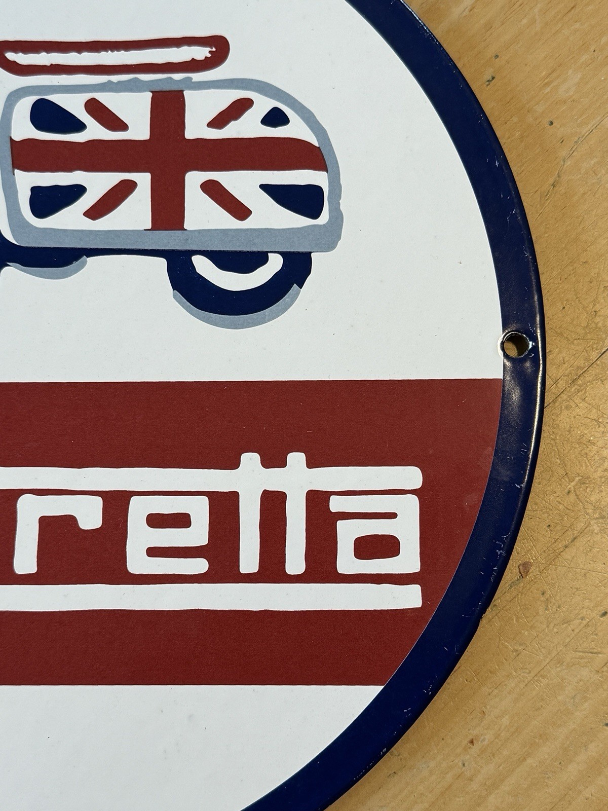Vtg LAMBRETTA Scooter 12″ Porcelain Sign – Not a cheap tin sign.
