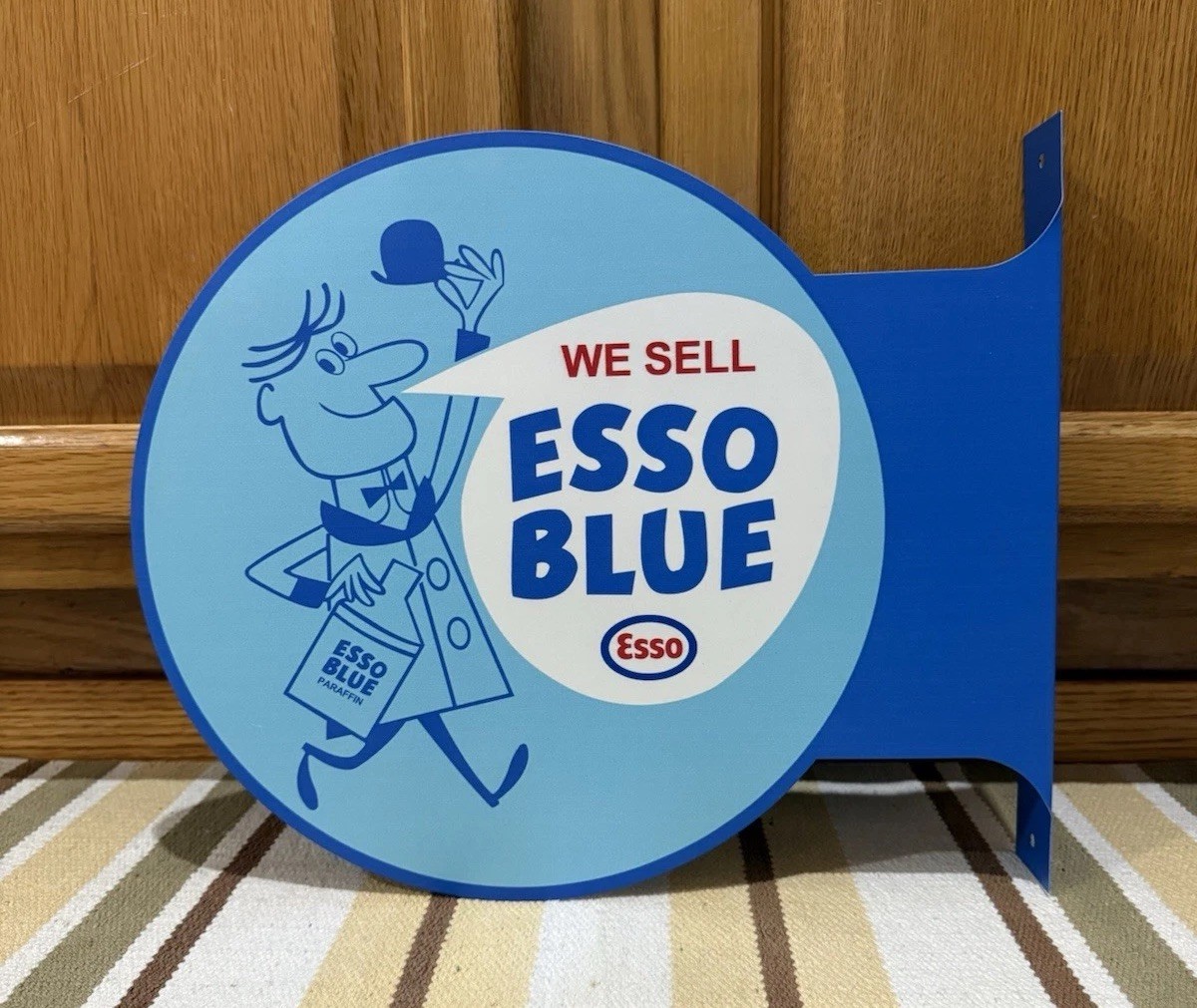 Esso Blue Flange Sign We Sell Sold Here Gas Oil Garage Vintage Style Wall Decor