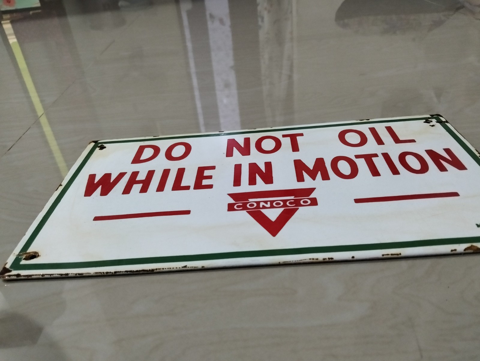Do Not Oil While In Motion Sign Board Conoco Not Porcelain Enamel 30×16 Cm