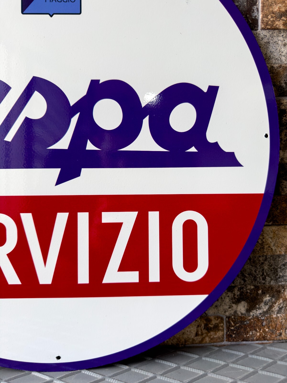 Vintage Vespa Servizio Sign – Motorcycle Garage Service Sign – XL 19.7″ (50cm)