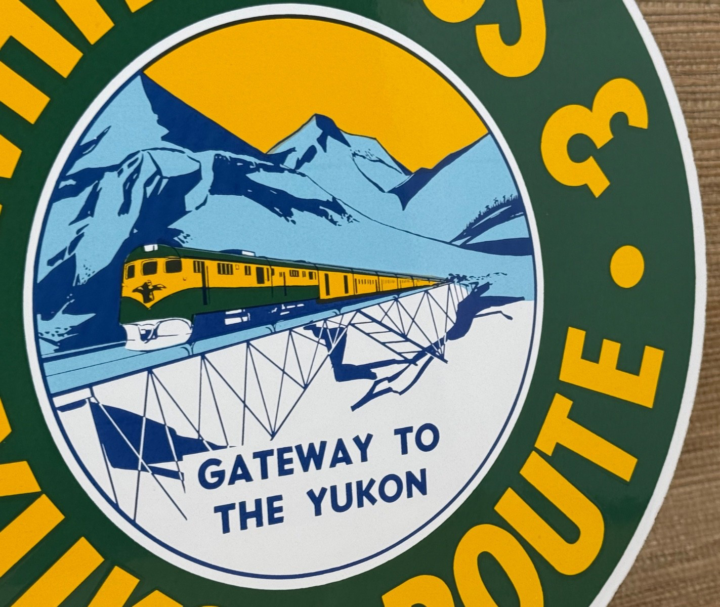VINTAGE WHITE PASS & YUKON ROUTE PORCELAIN SIGN TRAIN STATION RAIL ROAD GAS OIL