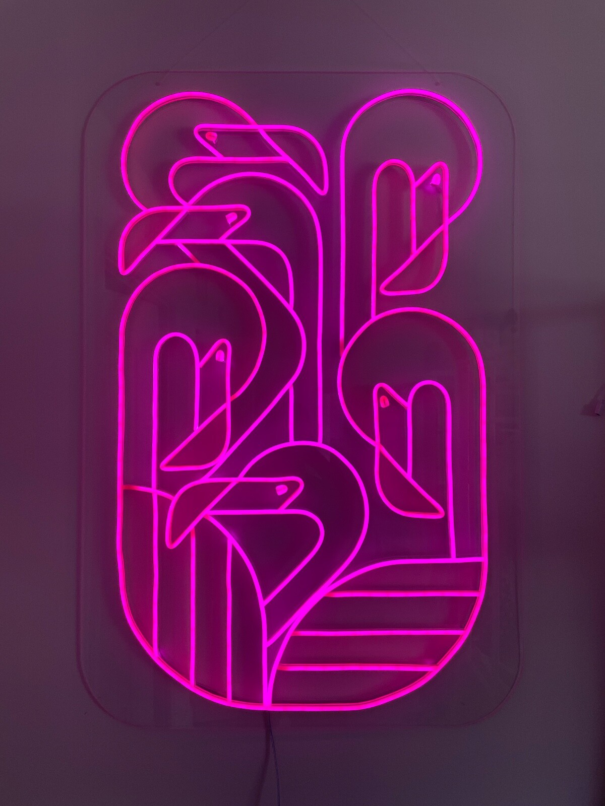 Artdeco Lighted Neon Pink Sign Flamingos Artdeco 60″x90″
