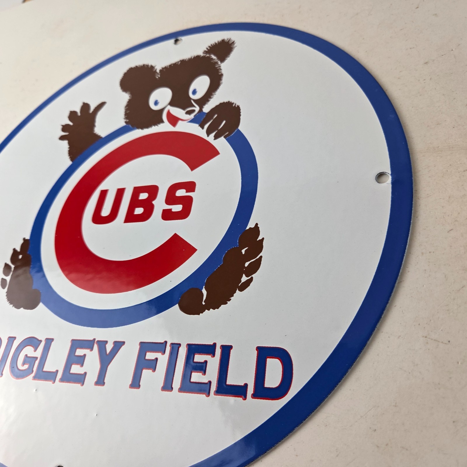 Vintage Cubs Wrigley Field Sign – MLB Baseball Stadium Porcelain Gas Sign