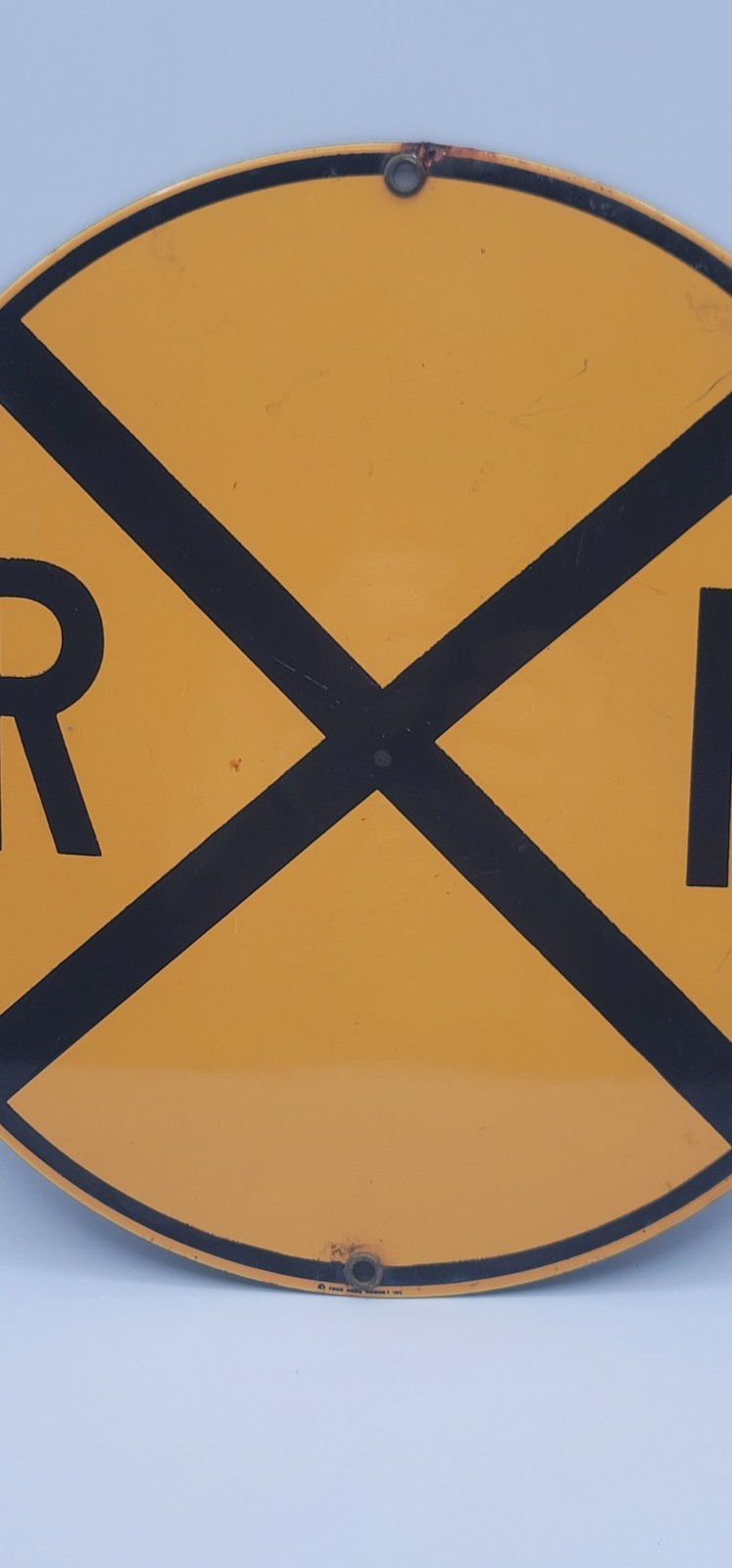 Vintage Railroad Crossing RR Porcelain Enameled Metal Sign
