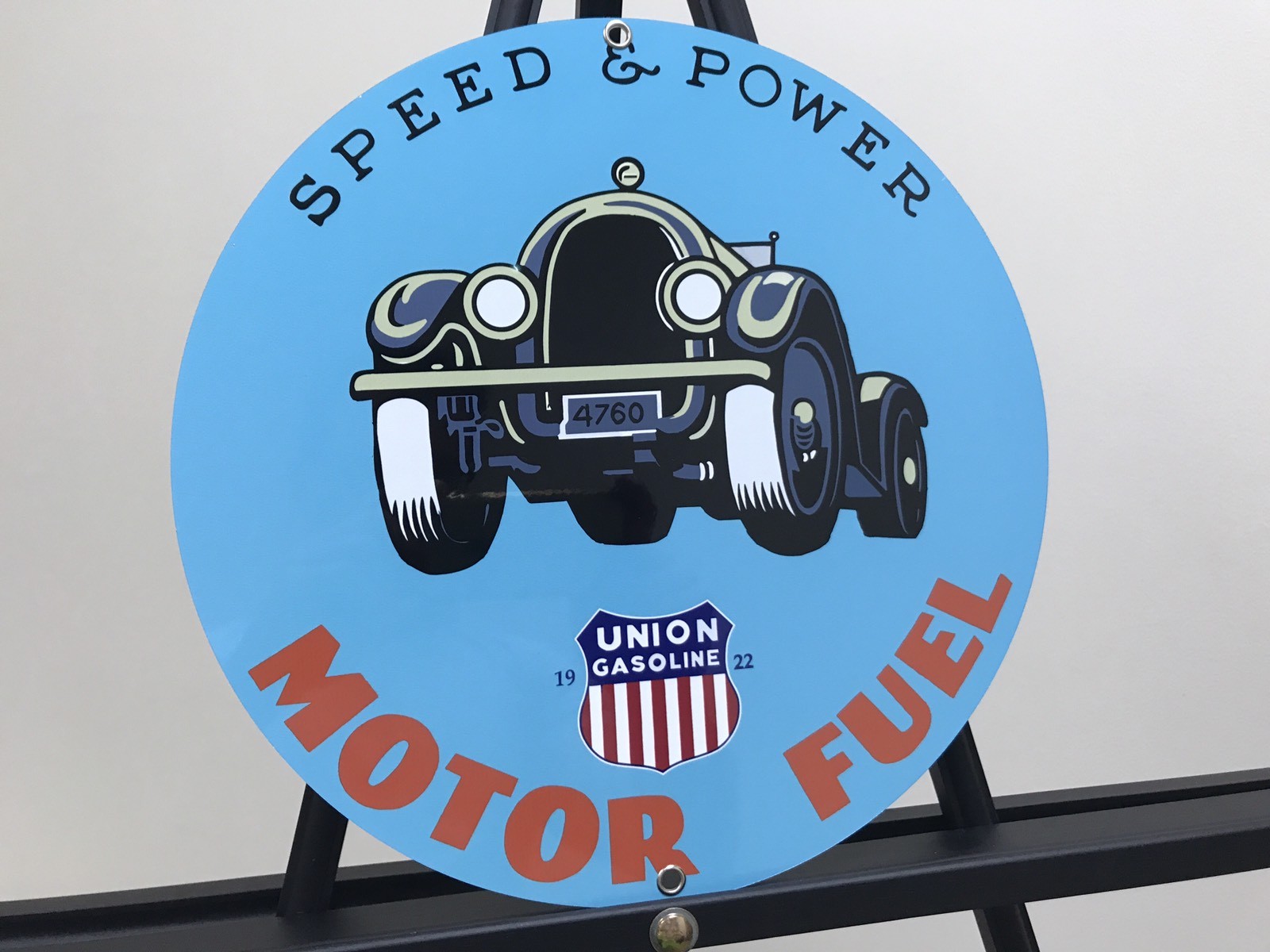 Union Motor Fuel 1922 RARE garage man cave gasoline vintage round metal sign