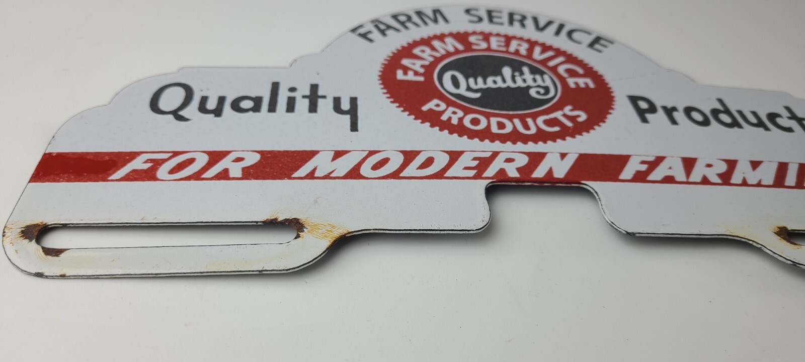 Vintage Farm Sign Topper – Gas Tractor Auto Car Porcelain License Plate Topper