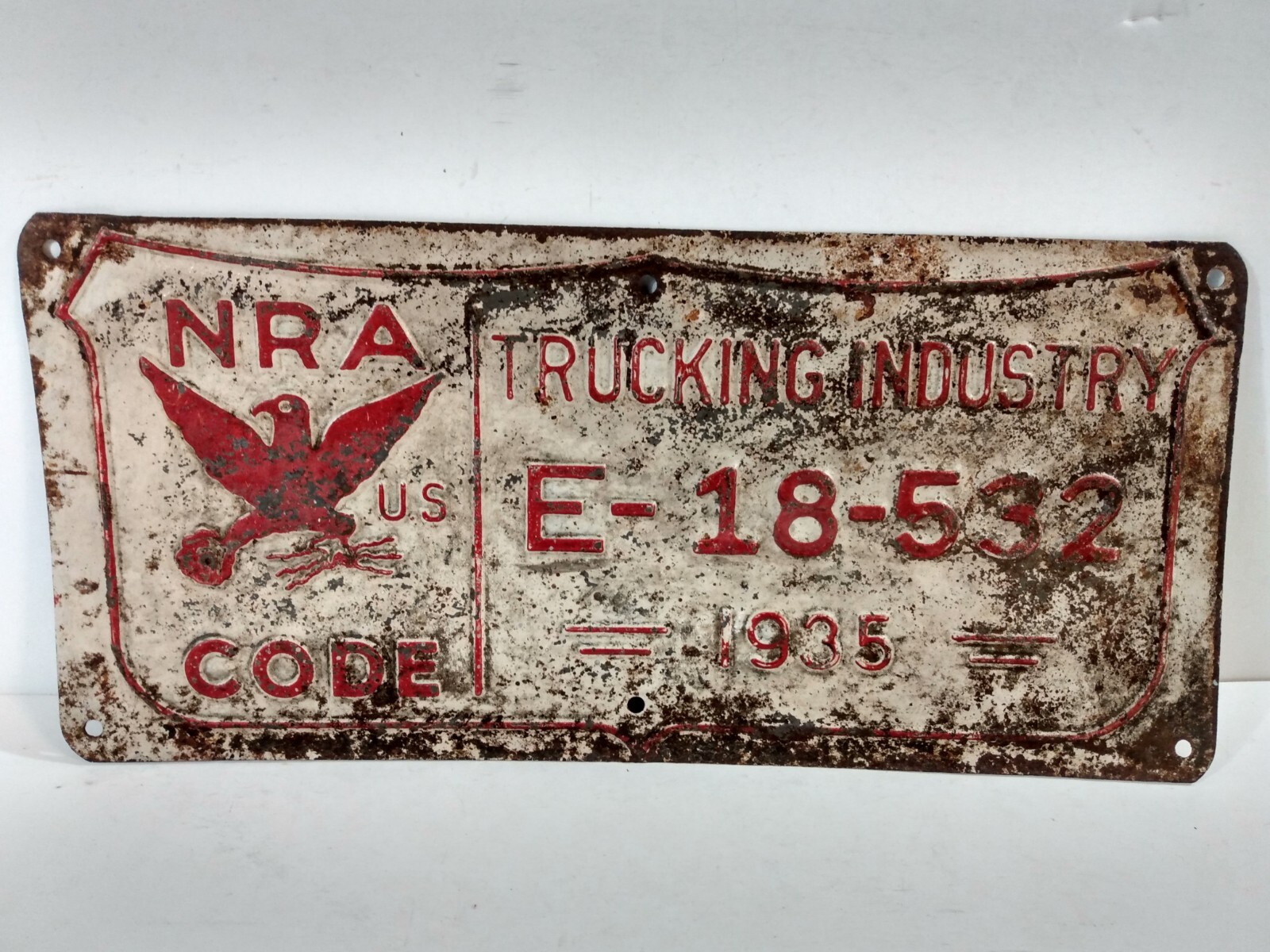 1935 NRA Code License Plate Trucking Industry Tag