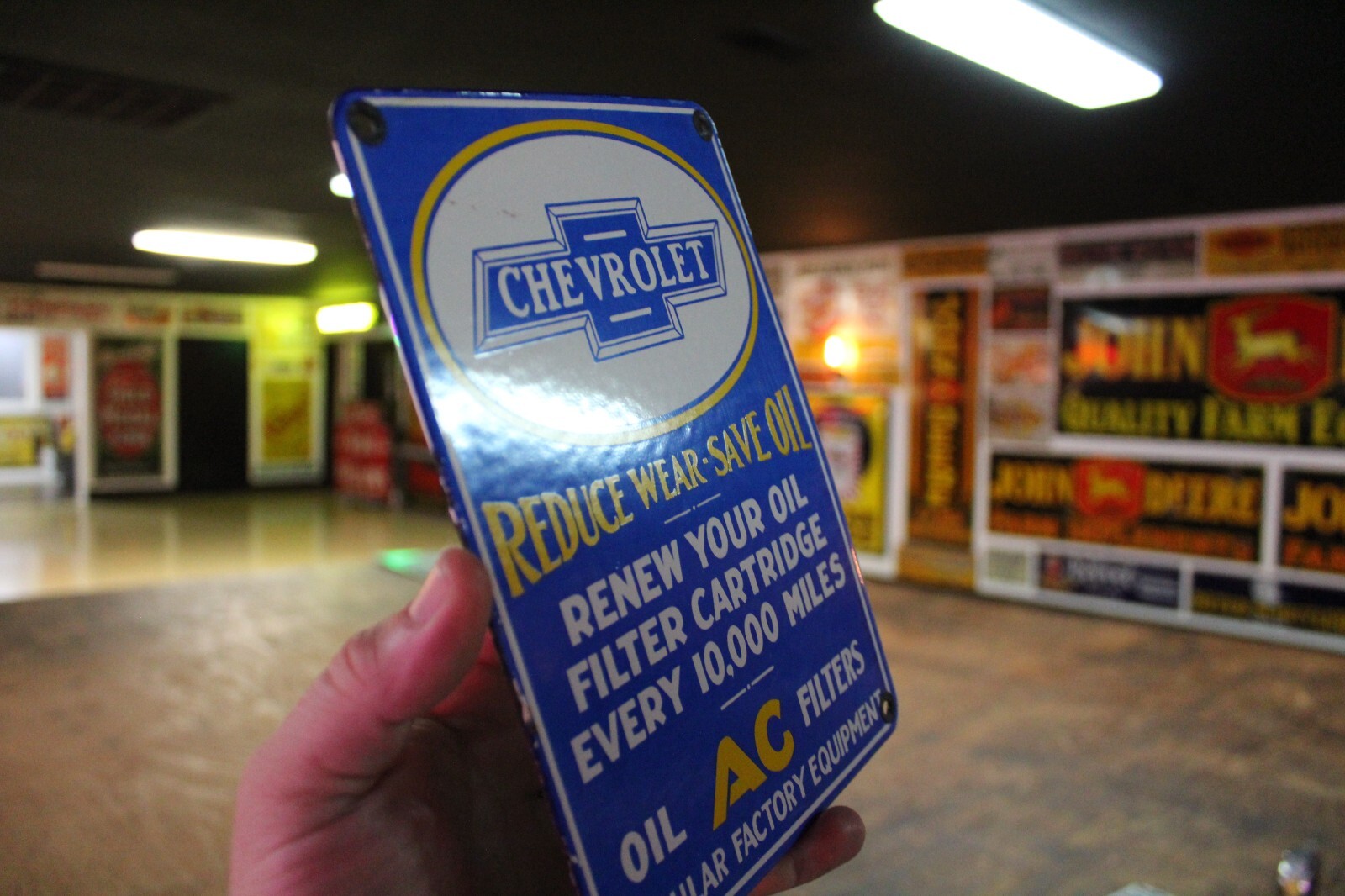 CHEVROLET AC FILTERS DEALER PORCELAIN DEALER METAL SIGN GAS OIL CHEVY GARAGE 66