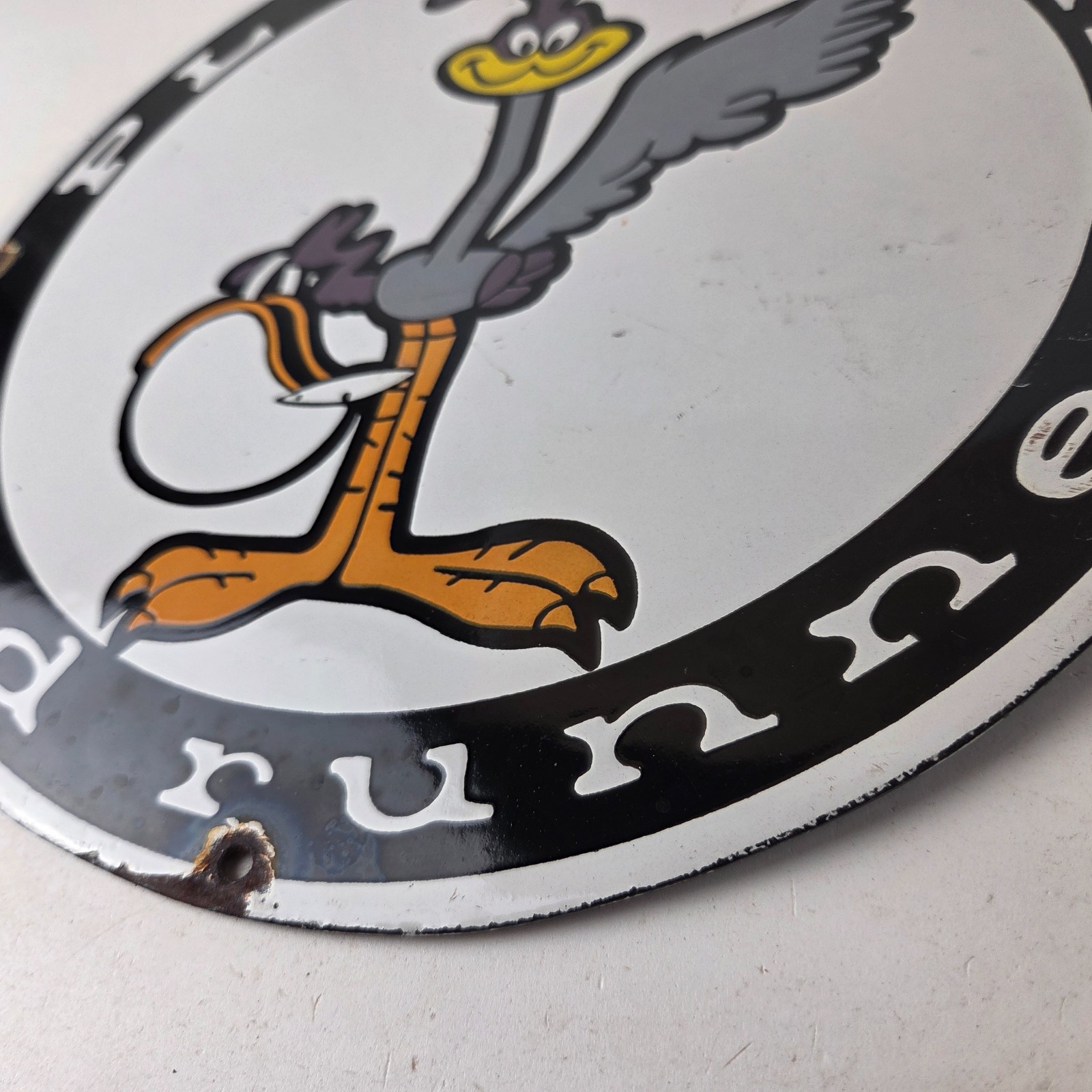 Vintage Mopar Plymouth Sign – Porcelain Road Runner Auto Shop Gas Pump Sign
