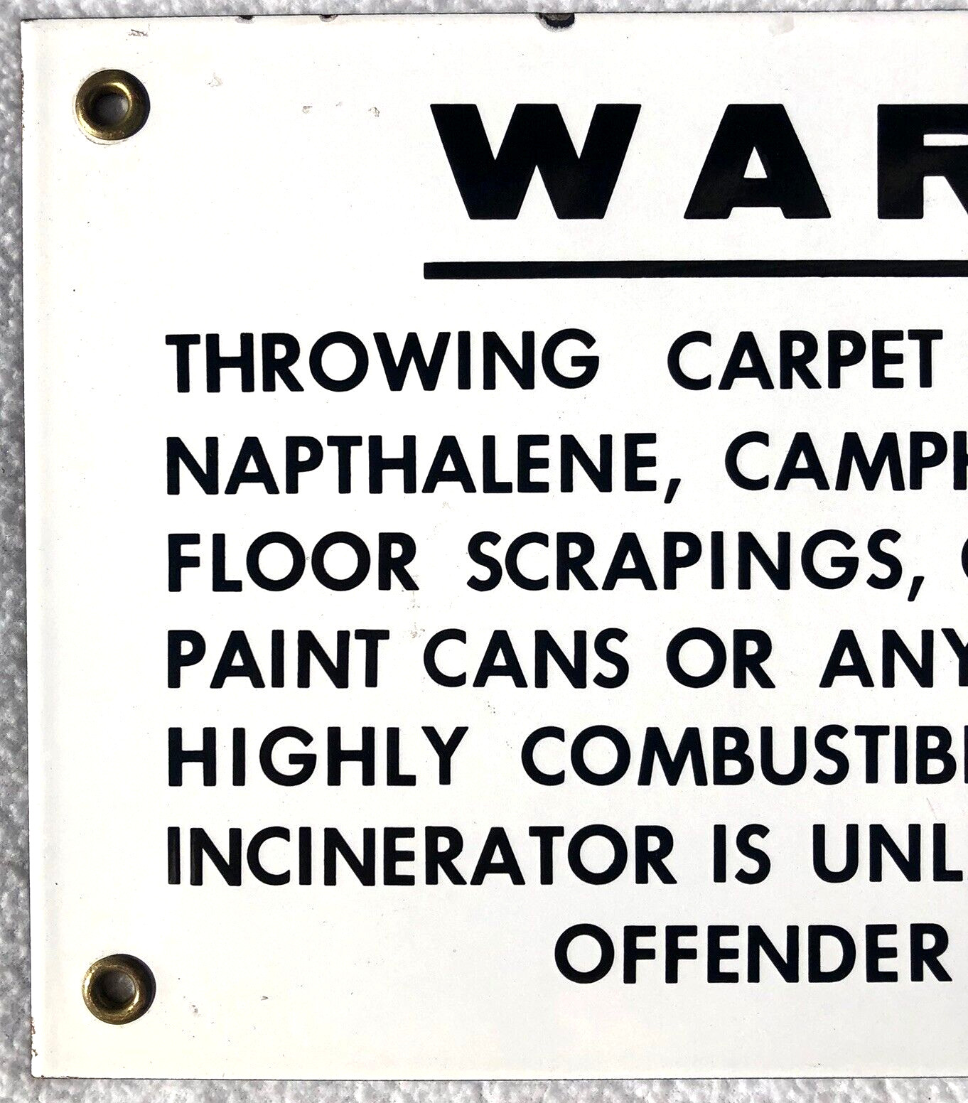 Vintage Original WARNING Porcelain Industrial Sign – 12″x 6″ – EXCELLENT!!!