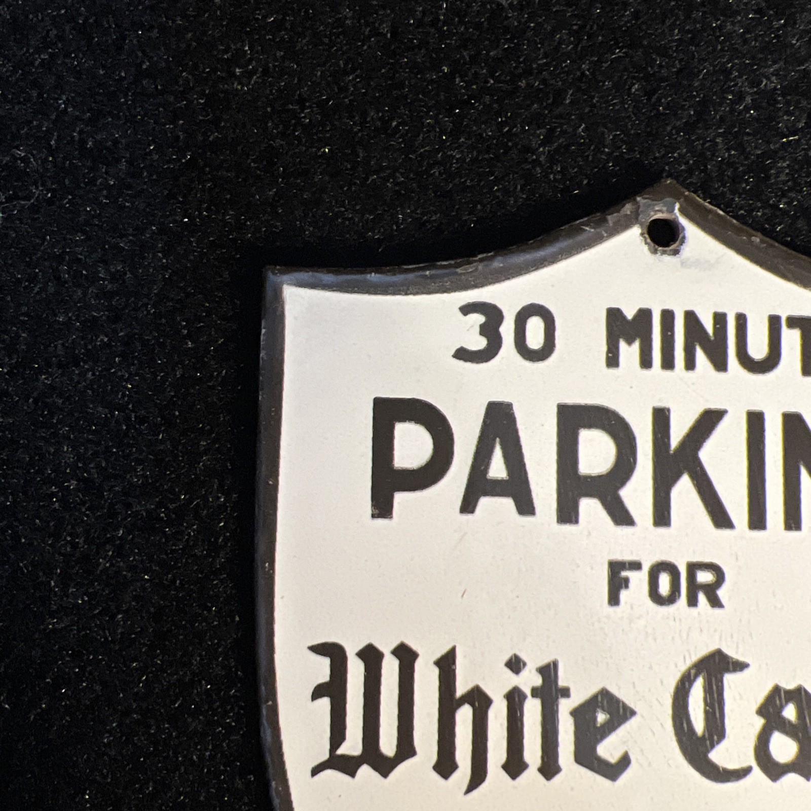 VINTAGE PARKING WHITE CASTLE FAST FOOD BURGER RESTAURANT GAS PORCELAIN SIGN