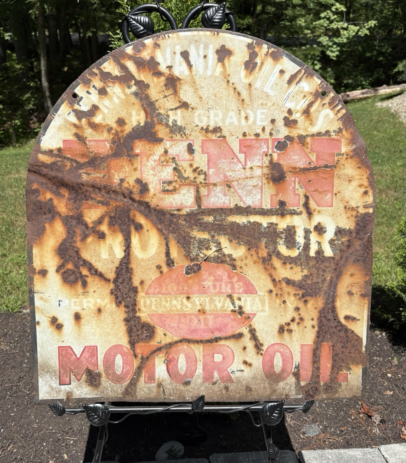 Ultra Rare 1/1 1930s PENN Motor Oil Mass Porcelain DSP Sign