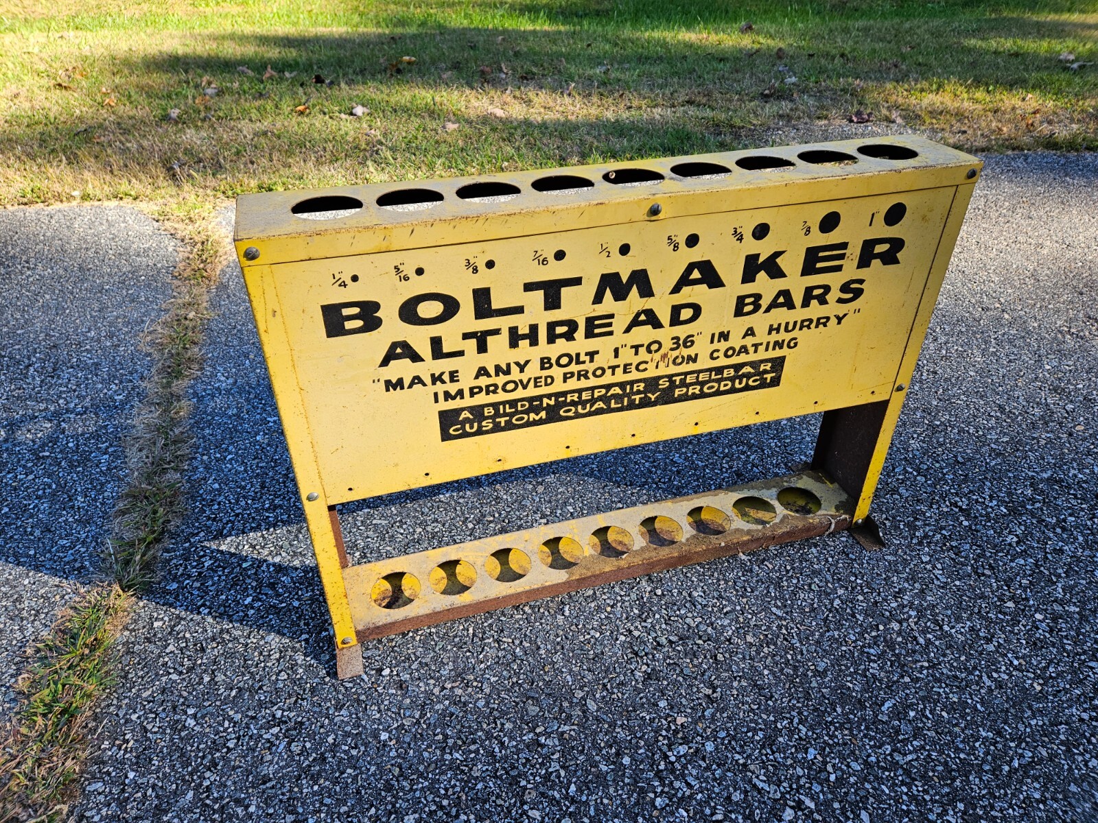 rare boltmaker althread bars vintage display stand gas oil sign rack