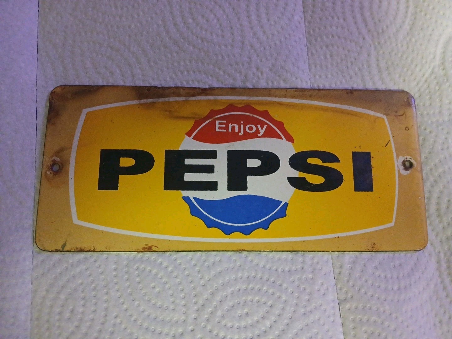 Vintage Enjoy Pepsi Heavy Porcelain Sign – Bottles Beverage Drink Cola Gas Sign