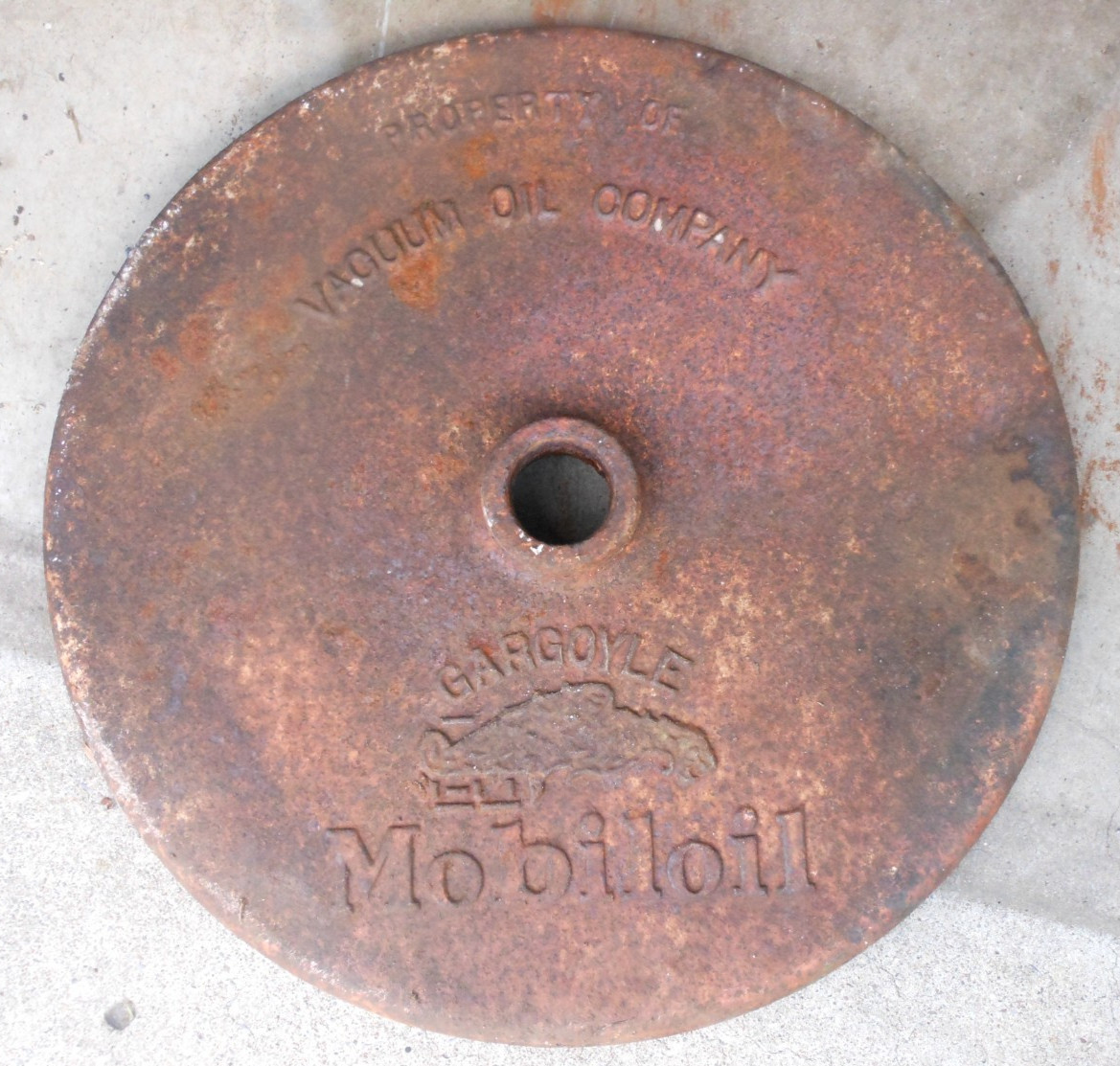 Vintage Cast Iron Sign base Mobiloil Gargoyle VACUUM Oil Co. RARE!