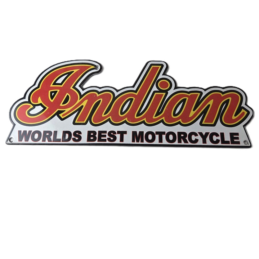 Vintage Indian Motorcycle Sign – 15 Inch Porcelain World’s Best Gas Pump Sign