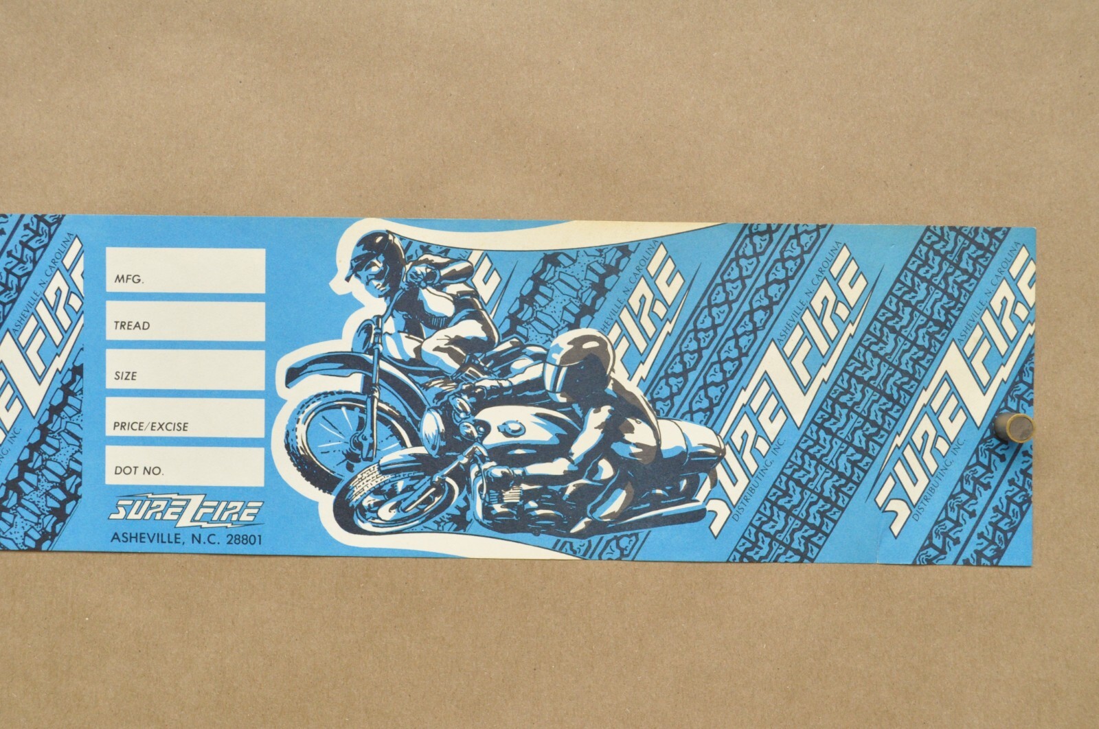 VTG Sure Fire Motorcycle Tire Price Tag Dealership NOS Display Signs Lot of 7