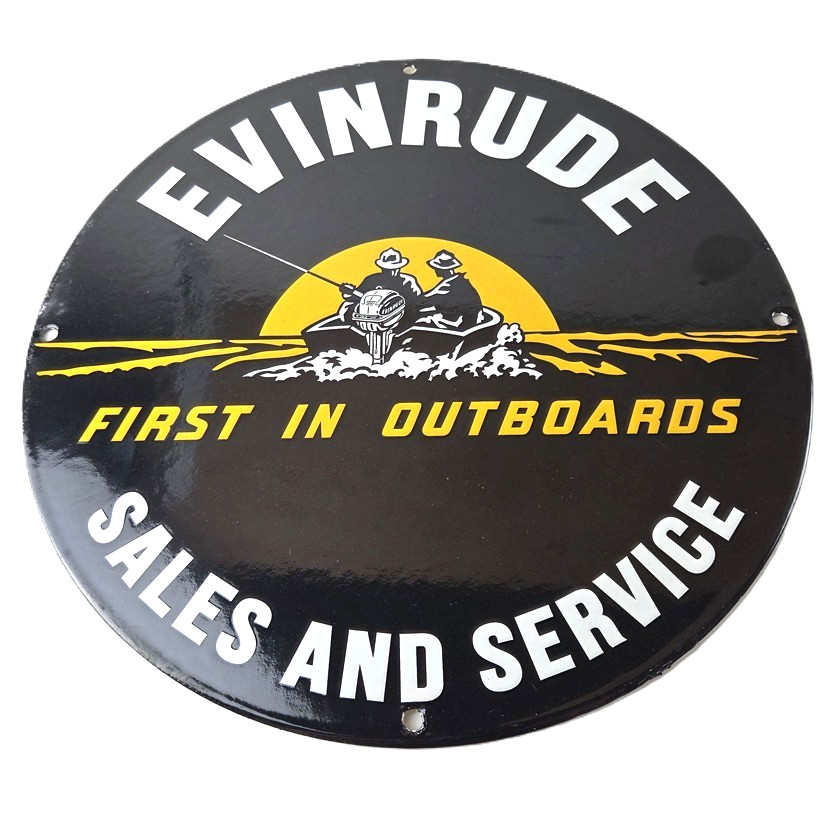 Vintage Evinrude Outboards Sign – Marine Boating Fishing Porcelain Gas Pump Sign