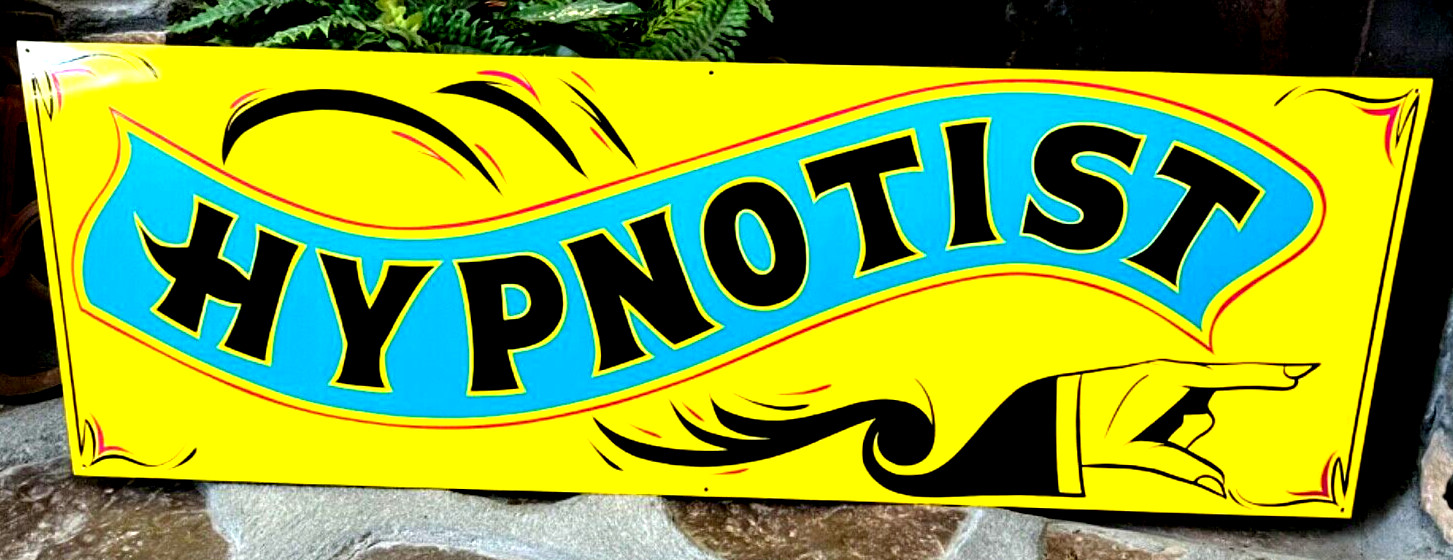 36″ Vintage Carnival HYPNOTIST HYPNOSIS MAGIC Mystic FAIR Hand Painted Sign Art