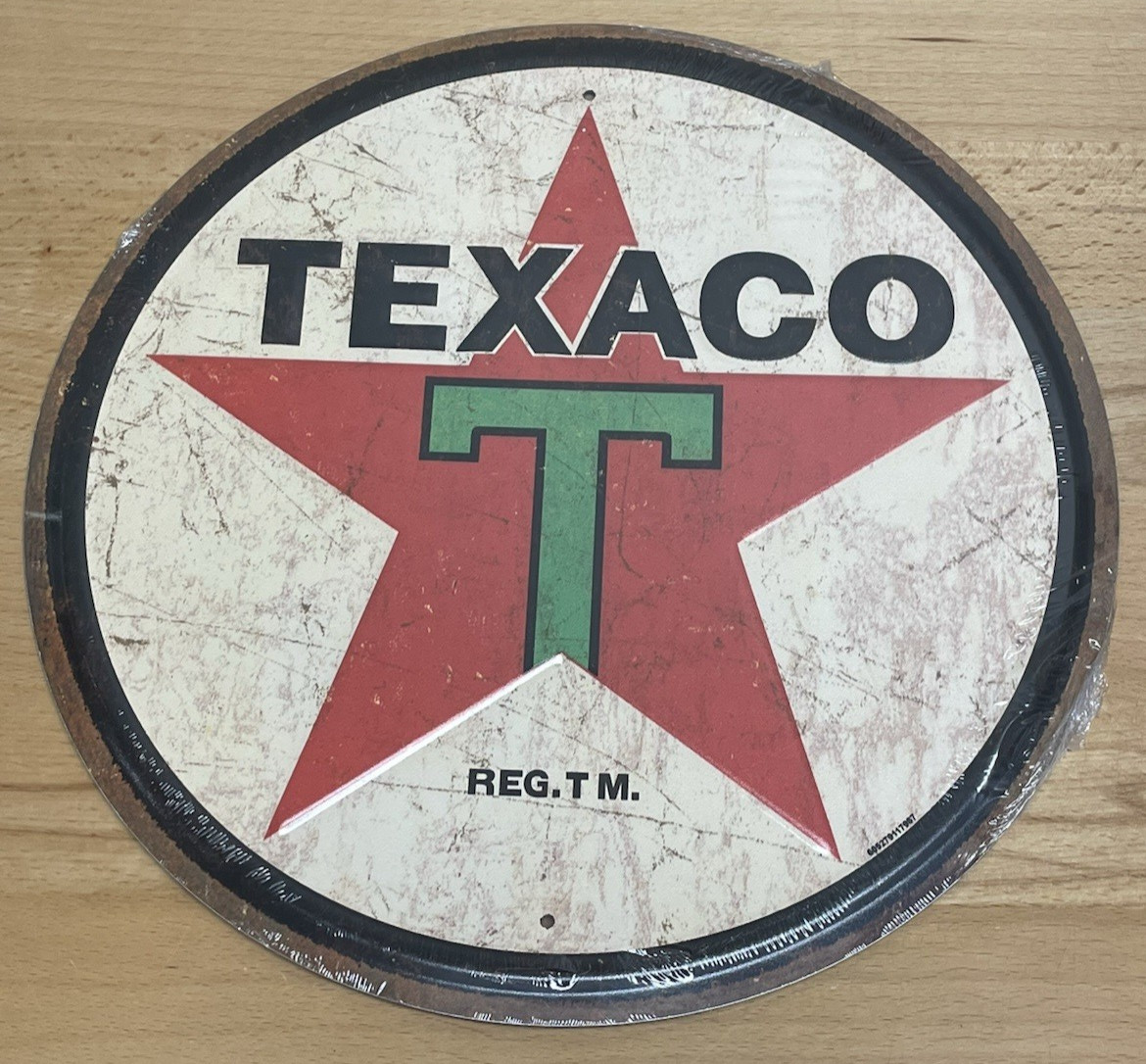 Texaco Star Gasoline 11.5″ Metal Sign. Made in USA New Sign. Aged Design.