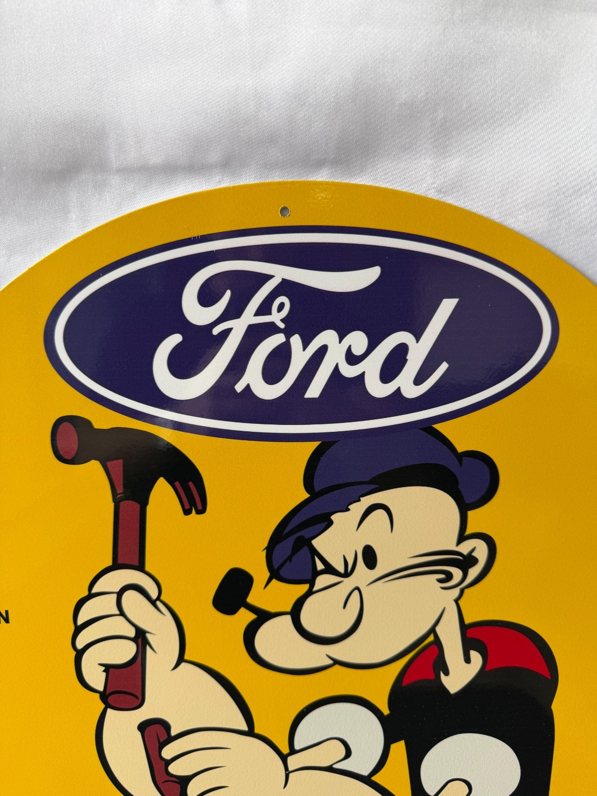 Vintage Ford Authorized Service Popeye Hammer Heavy Metal Sign – 19.7″ (50cm)