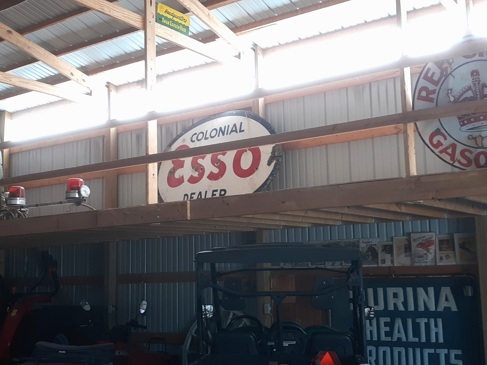 VINTAGE LARGE COLONIAL ESSO DEALER PORCELAIN GAS PUMP OIL SIGN 8′ x 5′