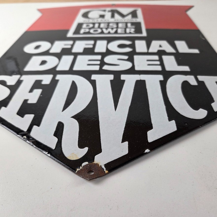 Vintage General Motors Sign – Automobiles Diesel Trucks Porcelain Gas Pump Sign
