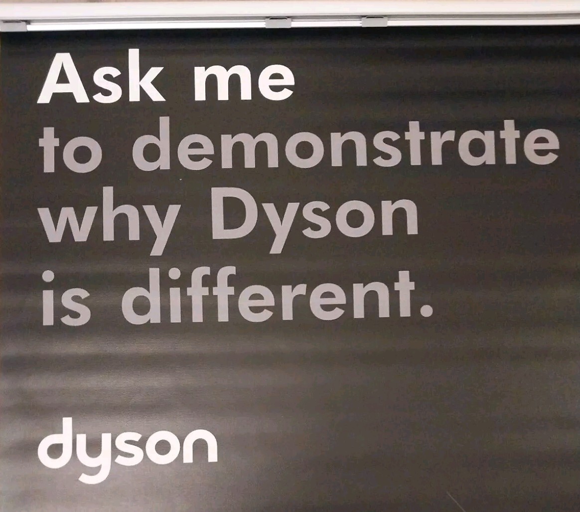 Dyson Sign Advertisement Big Roll Up Store & Alloy Frame 77×28 Vacuum New RARE