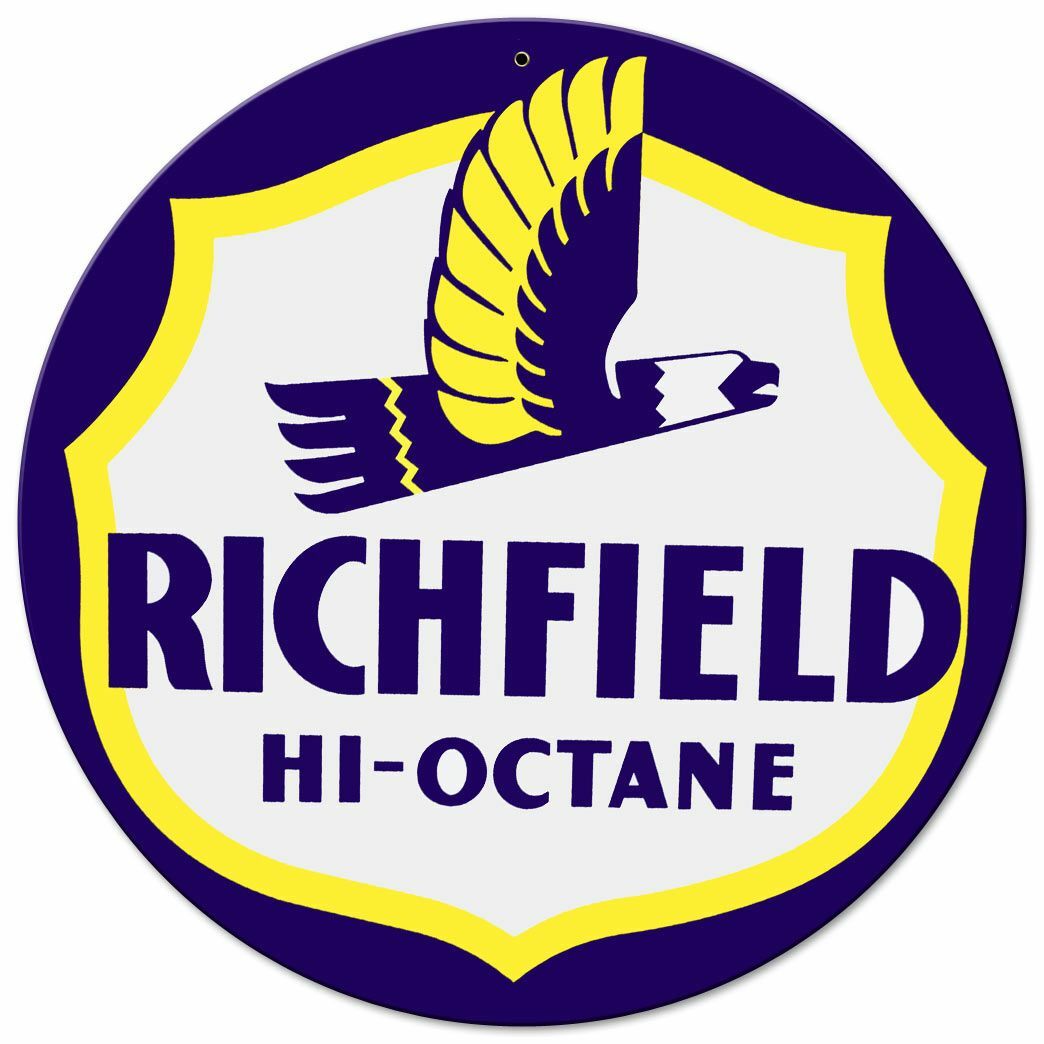 RICHFIELD HI OCTANE 14″ ROUND HEAVY DUTY USA MADE METAL GAS ADVERTISING SIGN