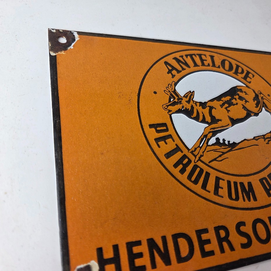 Vintage Antelope Petroleum Sign – Motor Oil Gas Pump Porcelain Advertising Sign