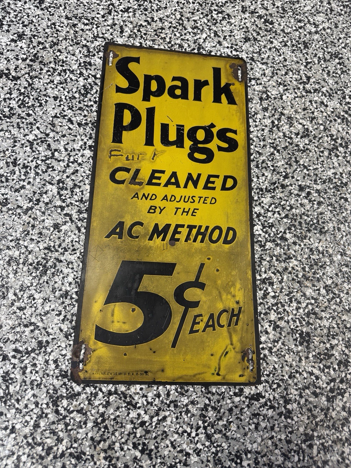 Spark Plugs Cleaned and Adjusted by AC Method Tin Metal Sign