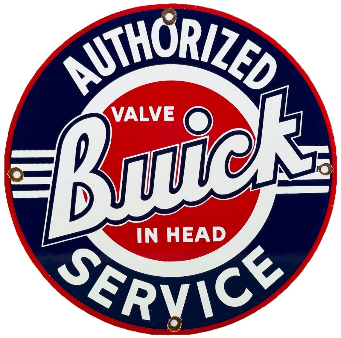 VINTAGE BUICK PORCELAIN DEALERSHIP SIGN SERVICE STATION GAS OIL PUMP PLATE