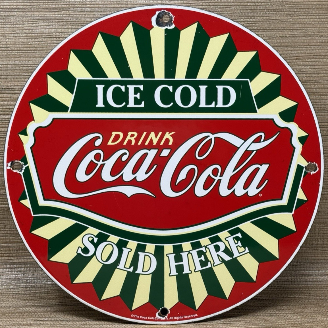VINTAGE COCA COLA PORCELAIN SIGN GAS STATION BOTTLE COKE PEPSI DEW A & W OIL