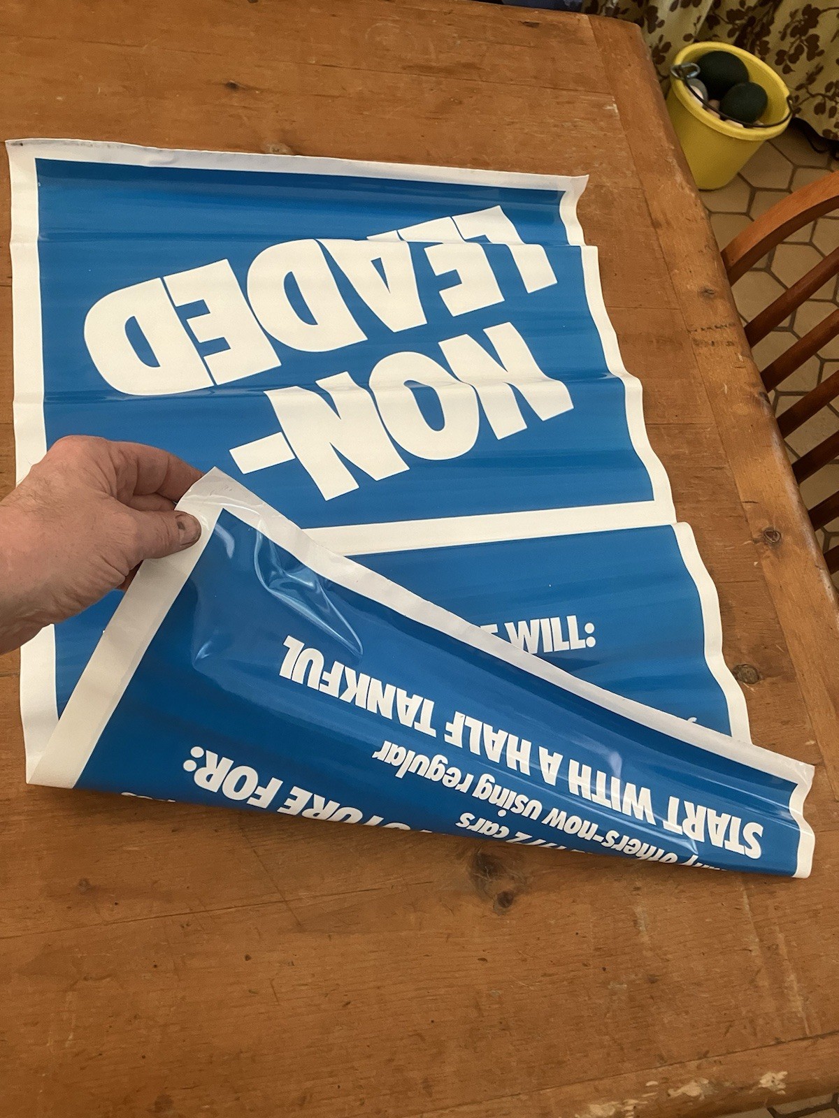 1971 NOS Gas Pump Toppers Sign (2) Shell Of The Future Non-Leaded NIB (Oil Can)