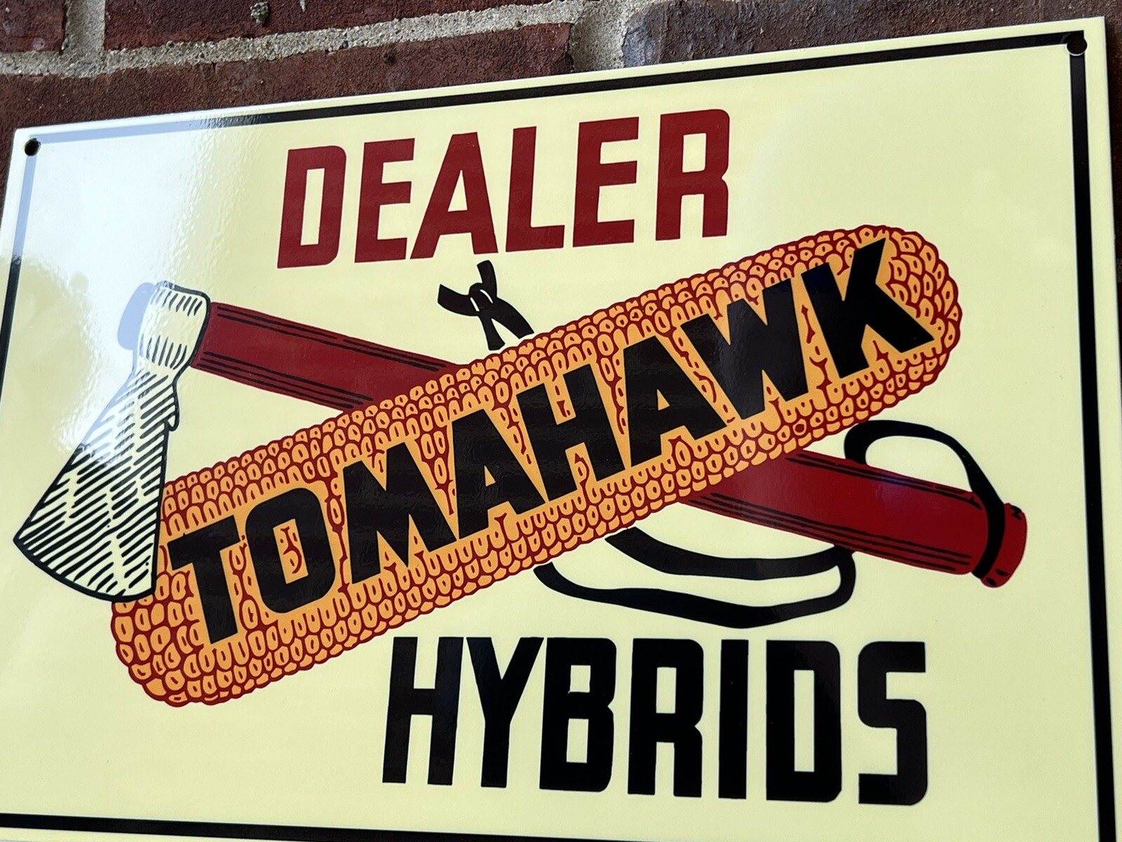 12” Indian Tomahawk Hybrids Seed Corn Farming Co-op Vintage Style Steel Sign