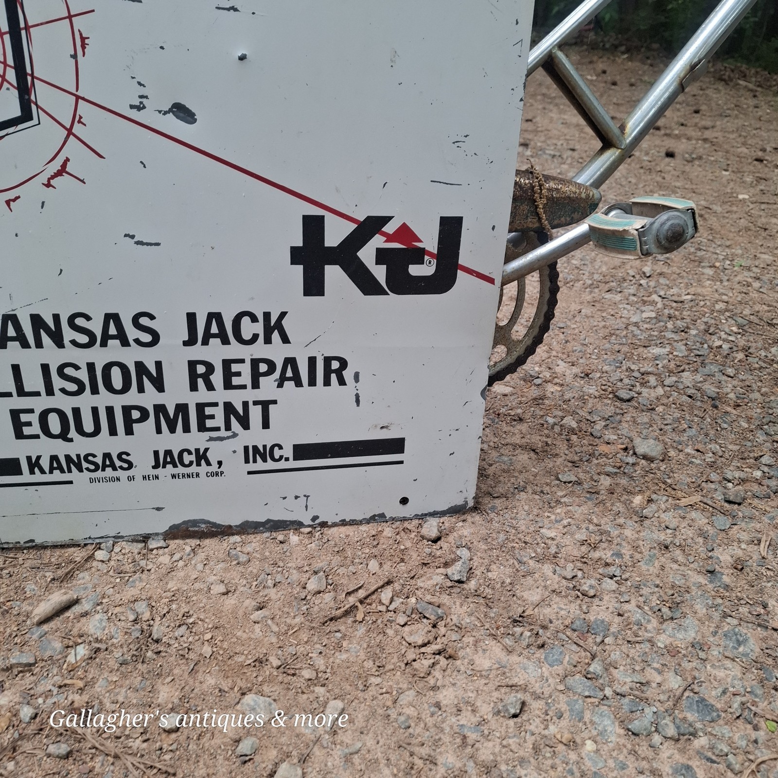 Vintage kansas jack Collision repair Laser beam Metal sign Automotive 2 Of 2
