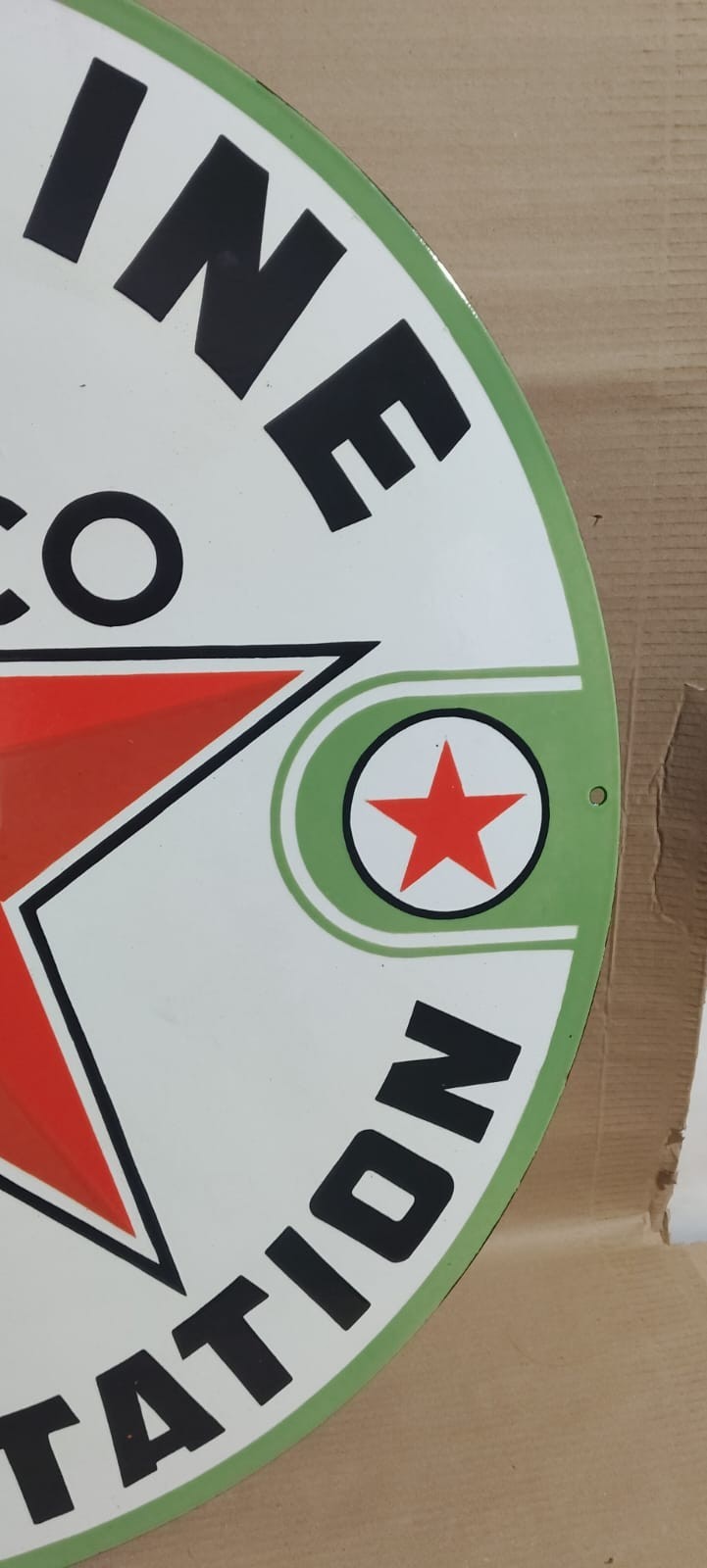 Texaco Gasoline Filling Station Porcelain Enamel Sign 30 x 30 Inches 1 Sided