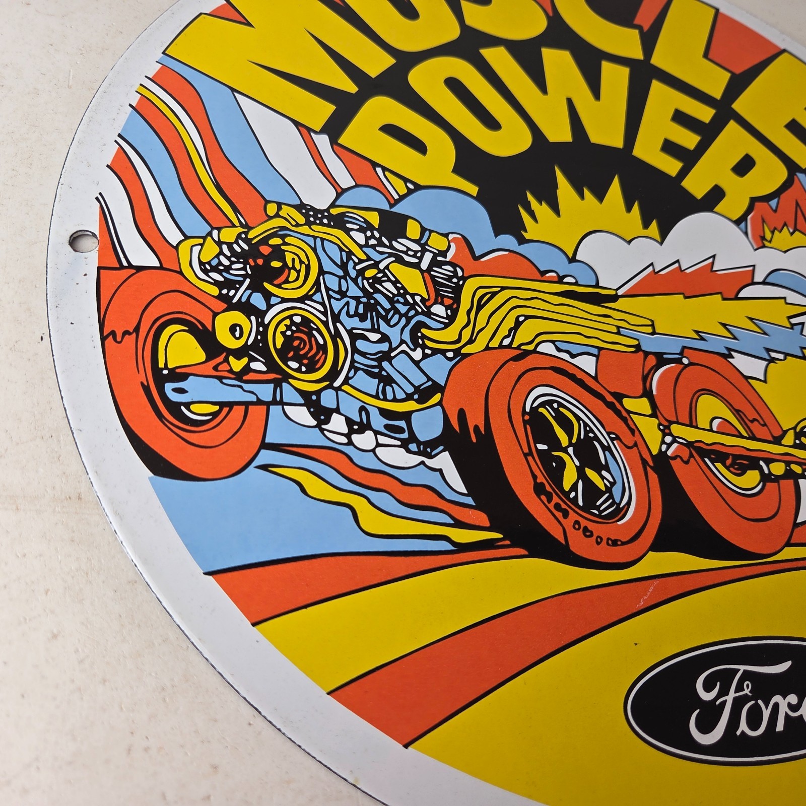 Vintage Ford Muscle Power Sign – Automobile Service Station Gas Pump Sign