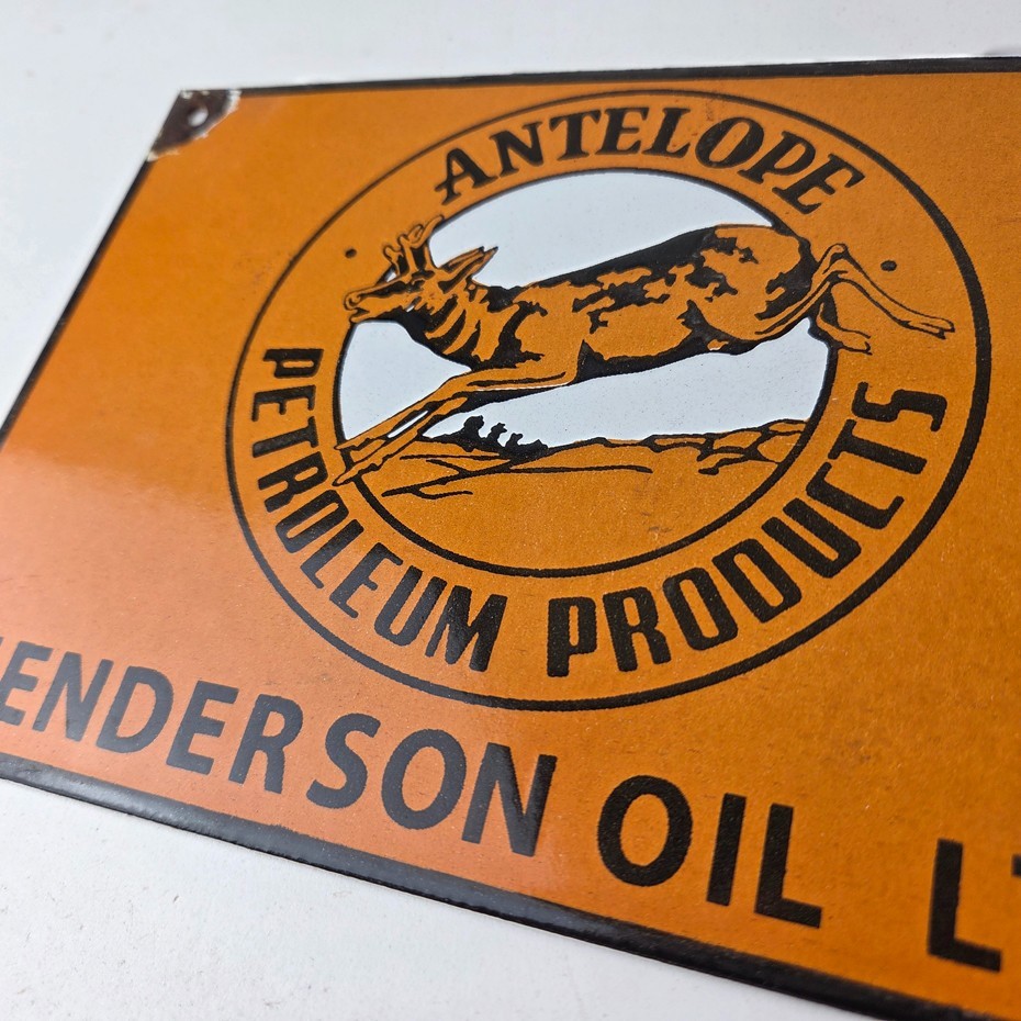 Vintage Antelope Petroleum Sign – Motor Oil Gas Pump Porcelain Advertising Sign