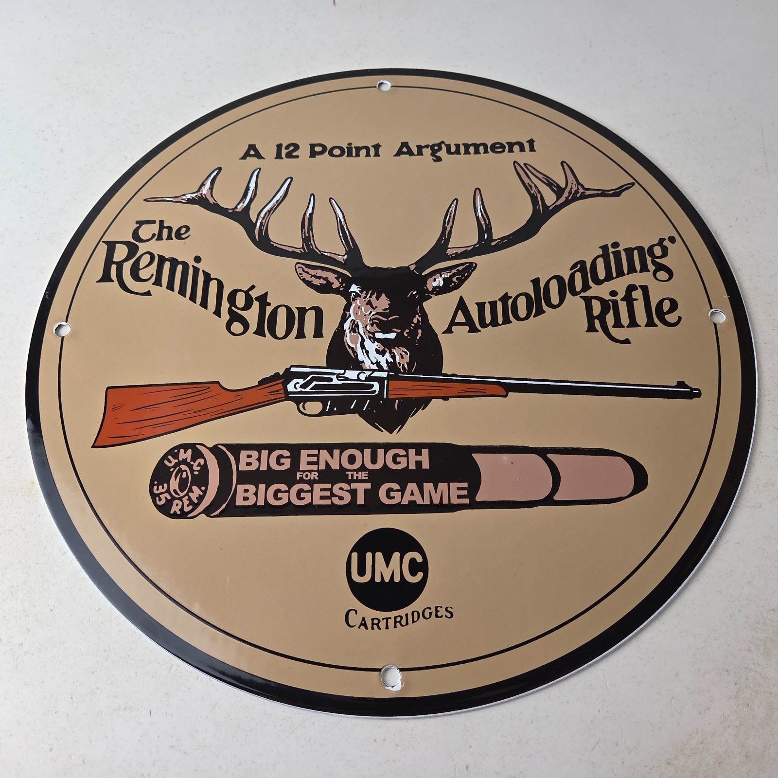 Vintage Remington Porcelain Sign – Firearms Rifles Deer Ammo Guns Gas Pump Sign